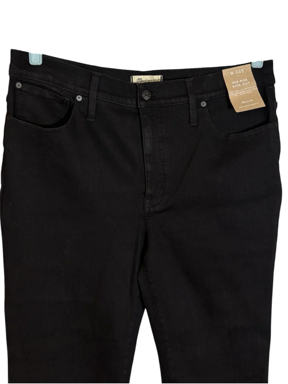 Madewell Jeans Tall Kick Out Crop Black Rinse Wash Mid Rise Women’s Size 33T